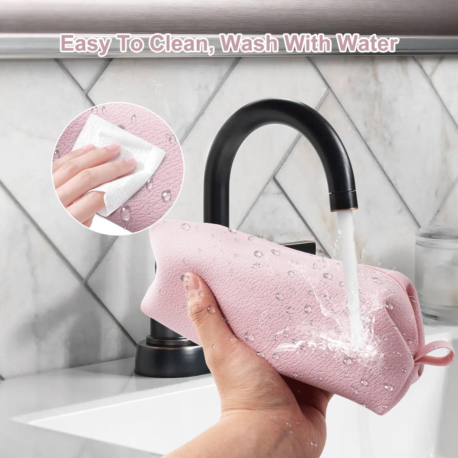 Portable Silicone Makeup Bag,FyndAna Large Waterproof Makeup Brush Bag,Bathro…