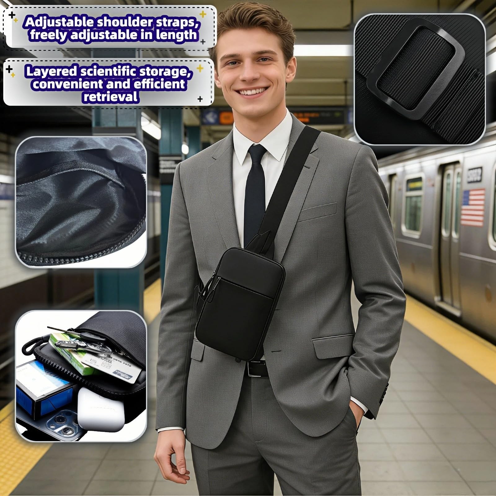 Lightweight Water-Resistant Crossbody Bag, Multi-Pocket Organizer for Phone, …