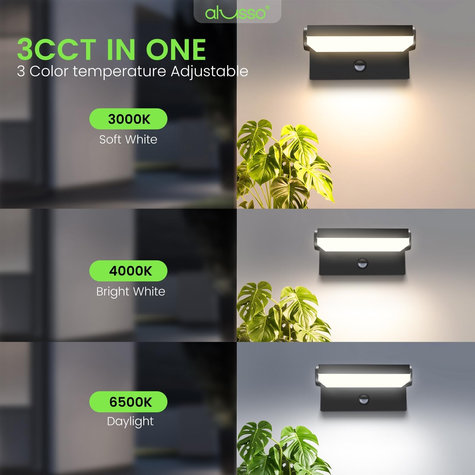 ALUSSO® 20W/40W/55W LED Outdoor Motion Sensor Wall Light, 3000K/4000K/6500K