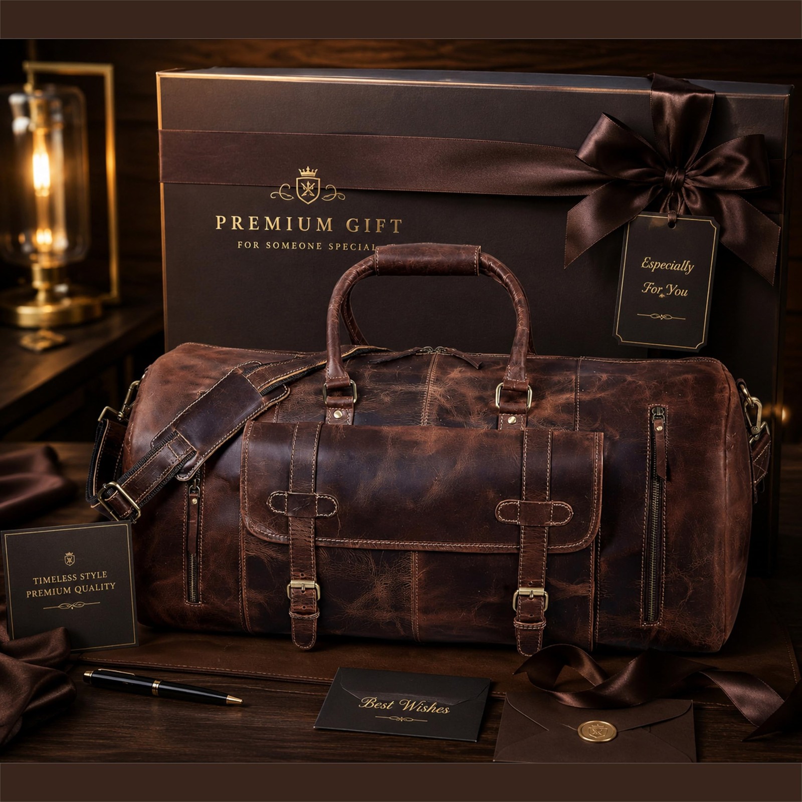 20 Inch Leather Duffel Bags for Men and Women Full Grain Leather Travel Overn…
