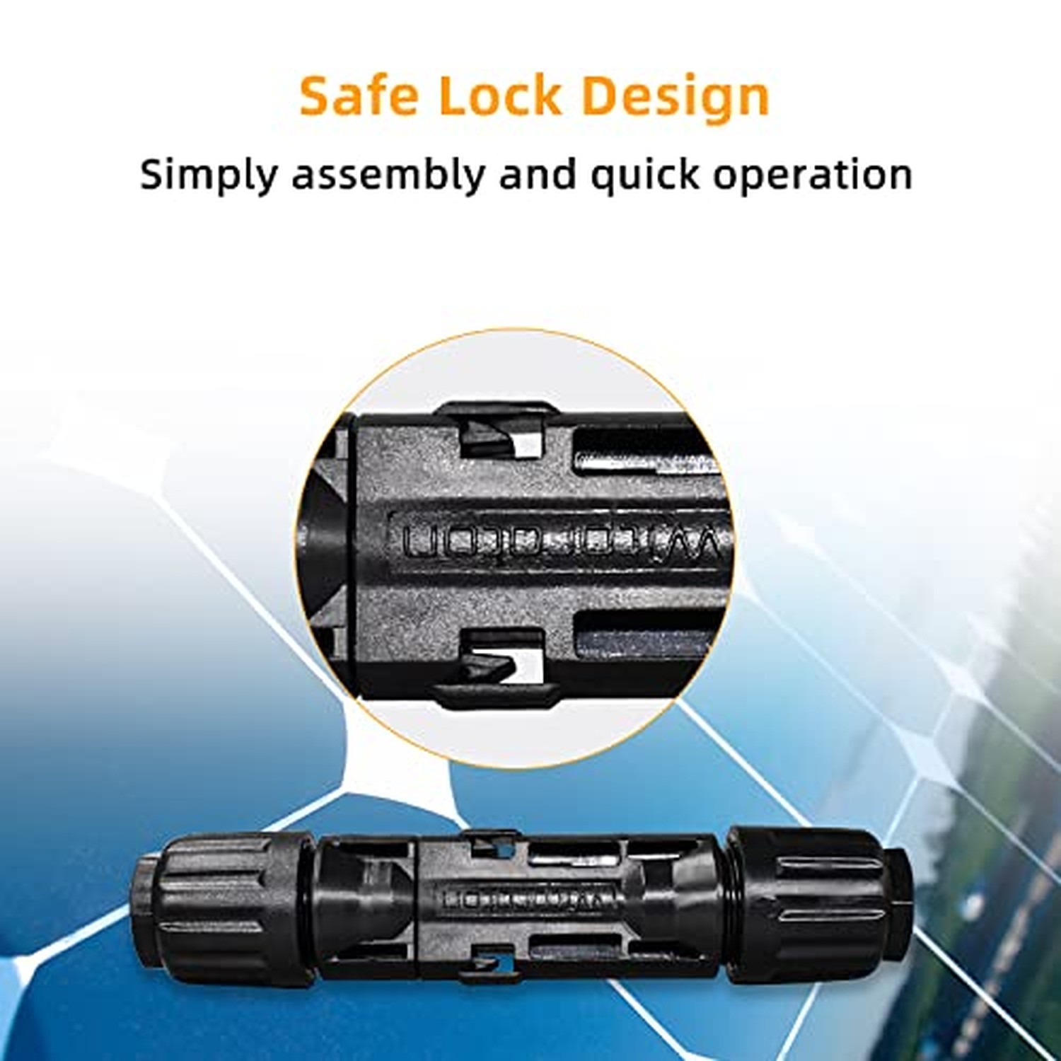 10AWG Solar Panel Connectors IP68 Waterproof 1500V 50A Solid Tinned Copper Te…