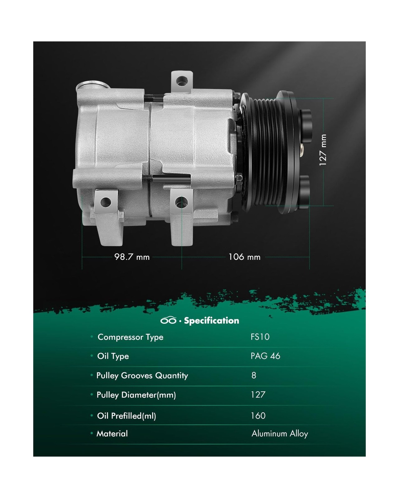 SCITOO AC Compressor for Ford for F150 4.6L 5.4L 1997 1998 1999 2000 2001, Fa…