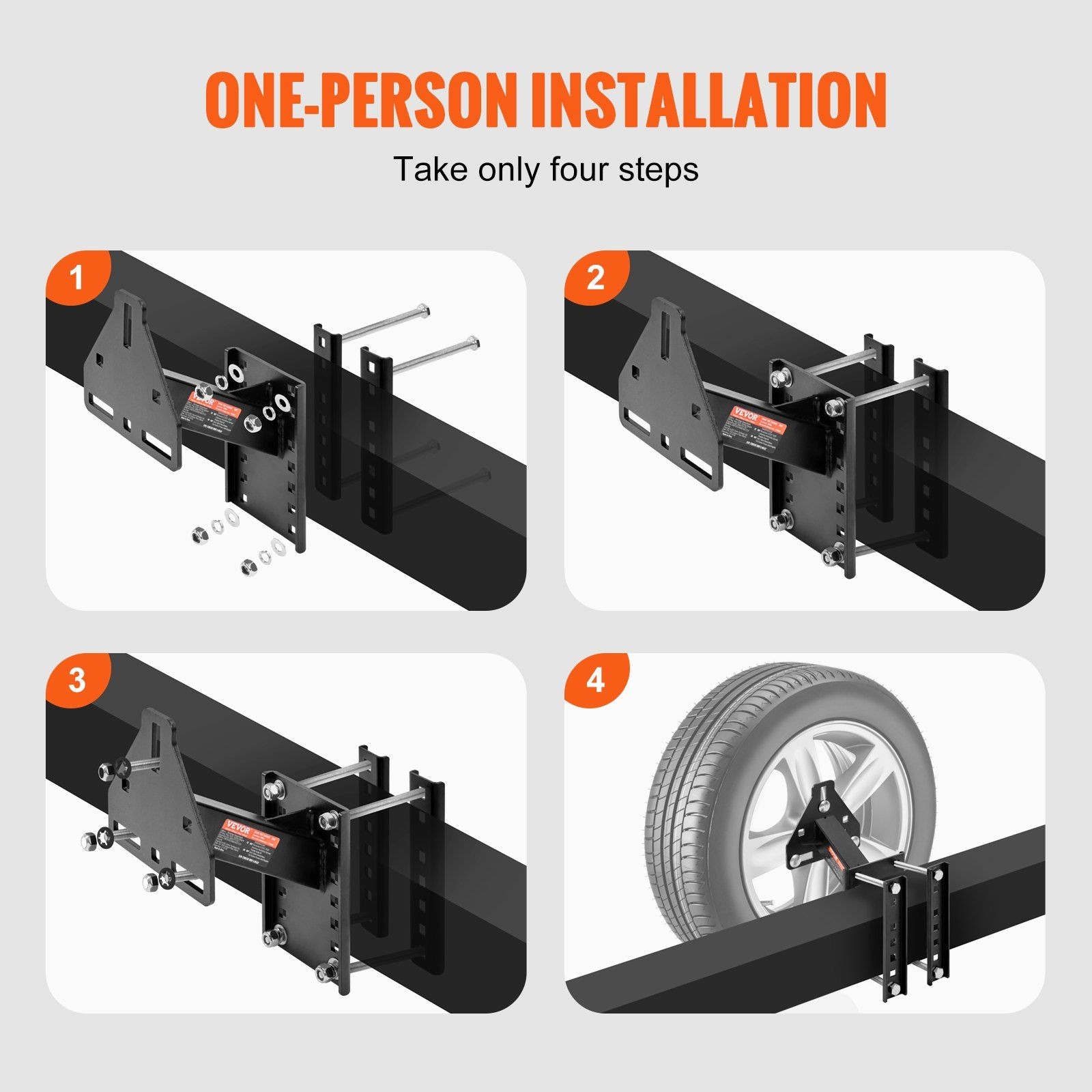 Corrosion-Resistant 160lb Trailer Tire Holder with Integrated Fasteners