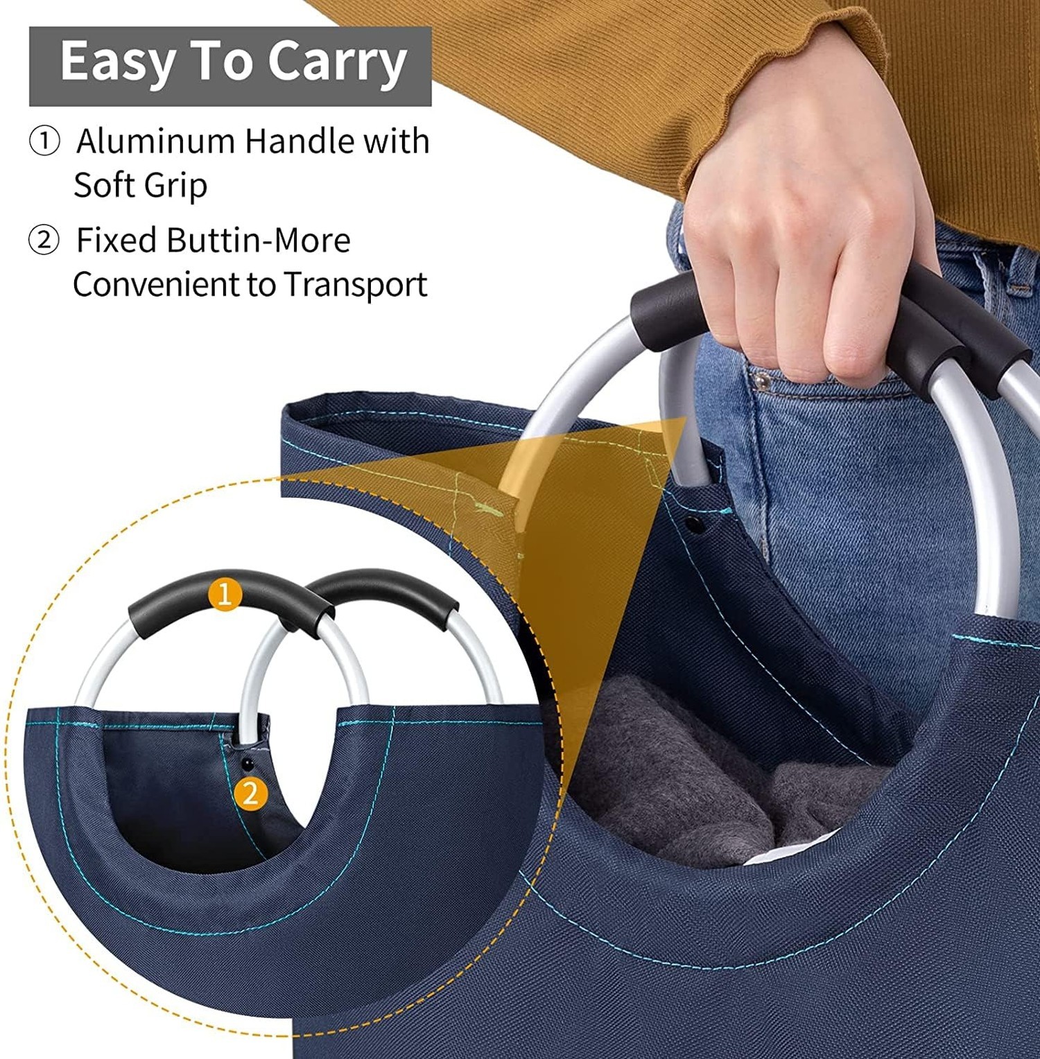 82L Large Laundry Basket Collapsible Fabric Hamper Tall Foldable Laundry Bag …