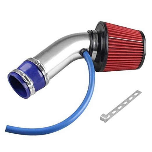 76mm 3″ Universal Cold Air Intake Kit Aluminum Turbo Filter High-Flow Sliver