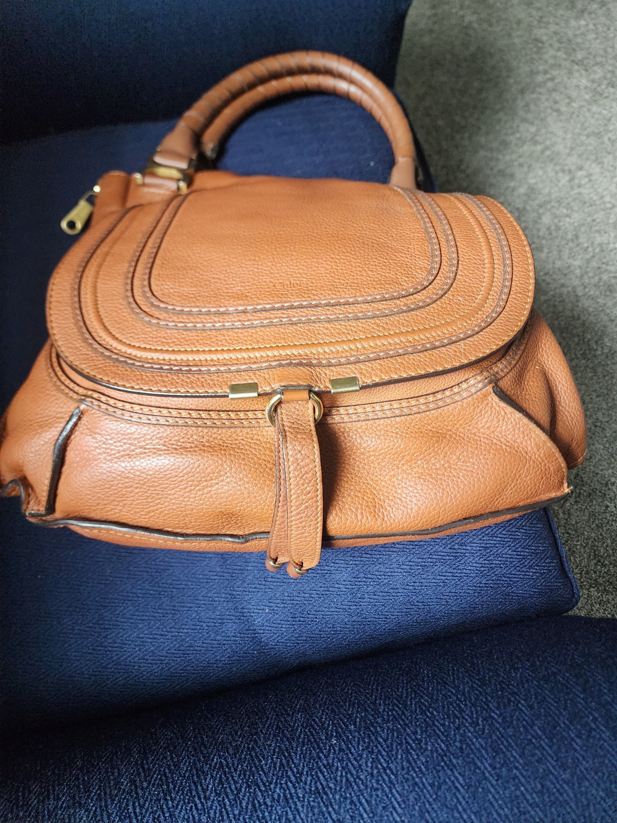 Chloe Marcie HANDBAG-PURSE-BAG -Top handle Large Tan