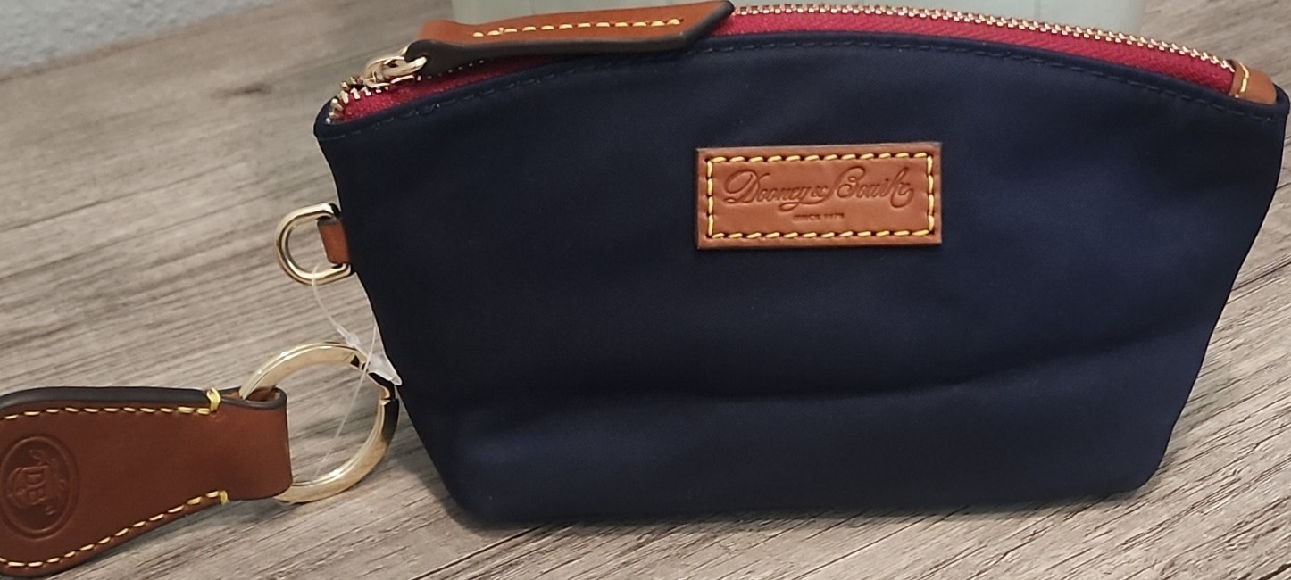 Dooney & Bourke Striped Zip Keychain Pouch Keyring, Blue/Brown Women