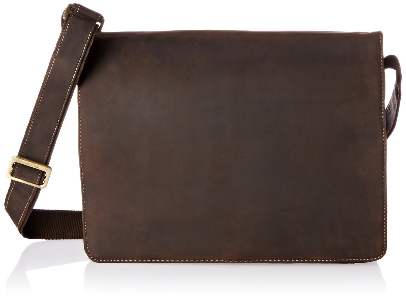 Visconti Visconti Leather Distressed Messenger Bag Harvard Collection, Mocha,…