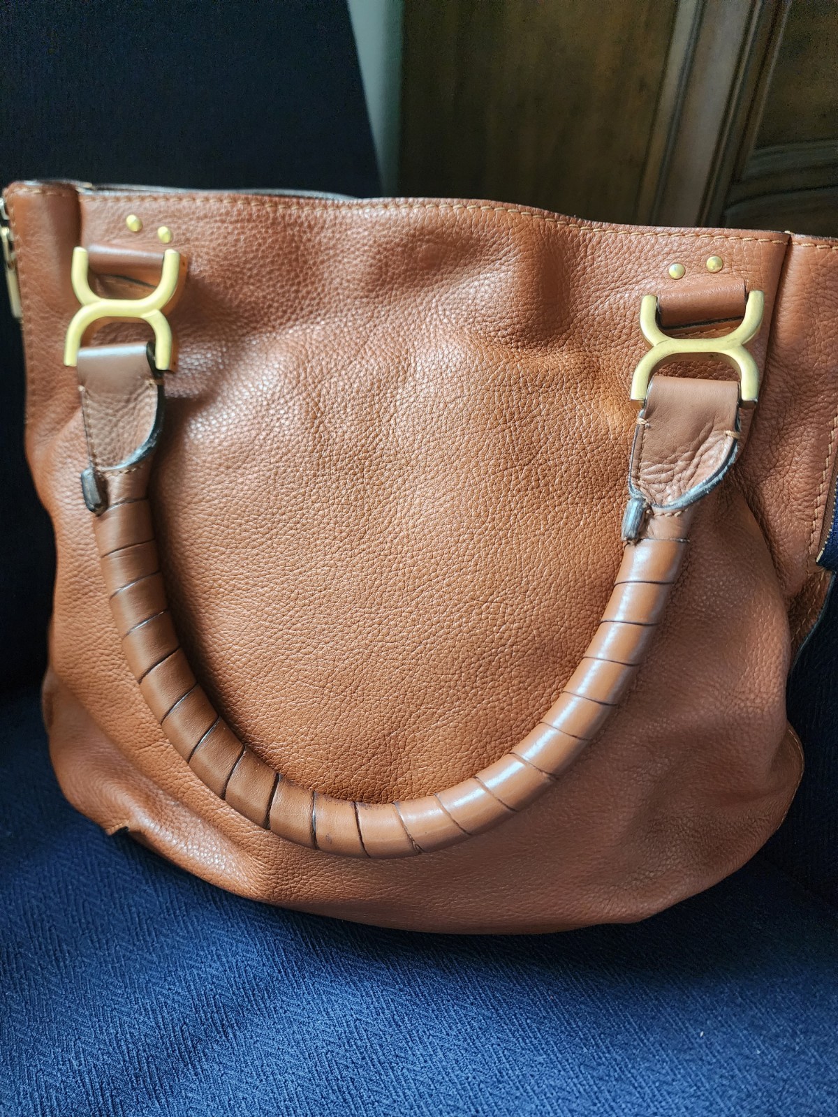 Chloe Marcie HANDBAG-PURSE-BAG -Top handle Large Tan