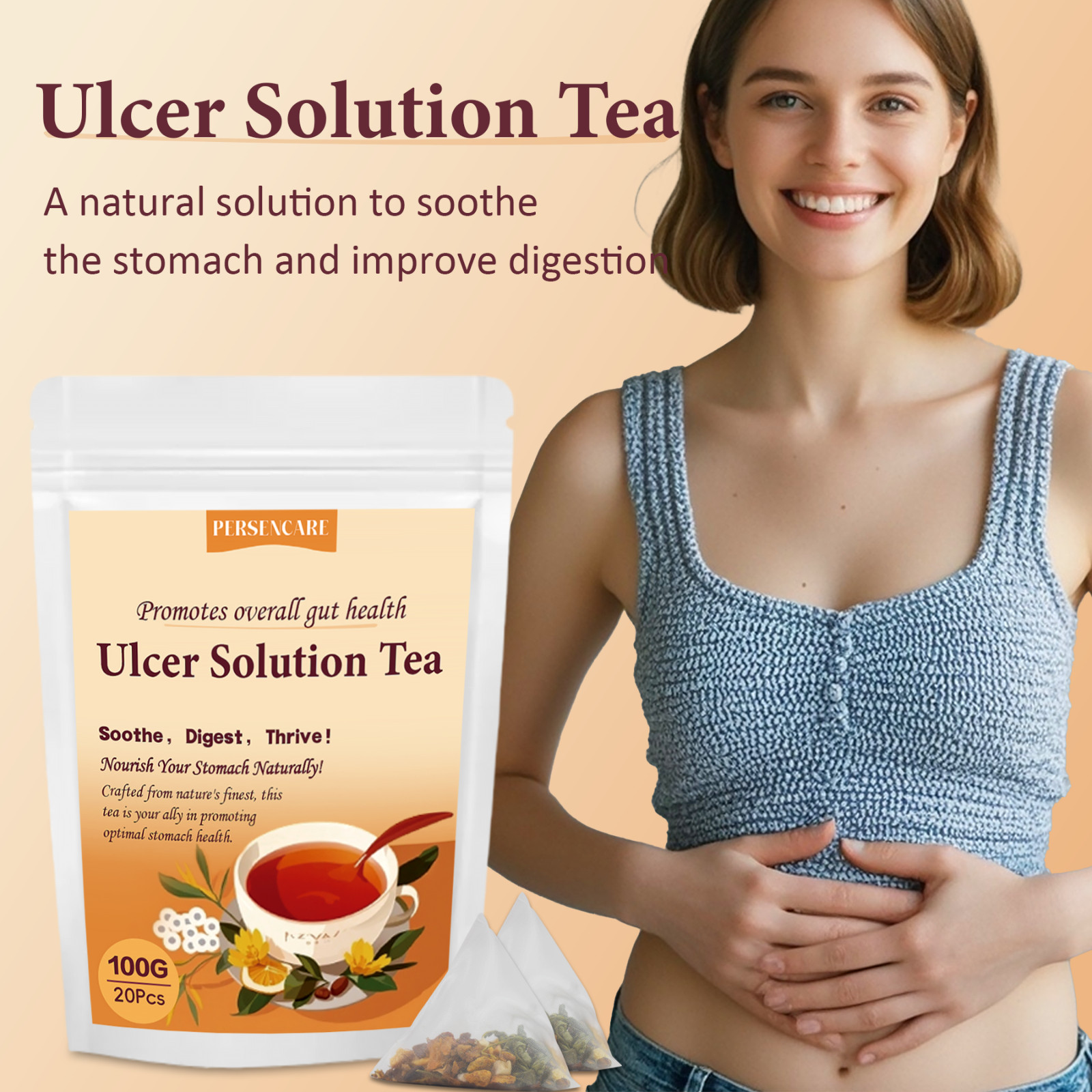 20 Pcs/Bag Natural Ulcer Solution Tea Digestion Stomach Bloating Digestive Aid