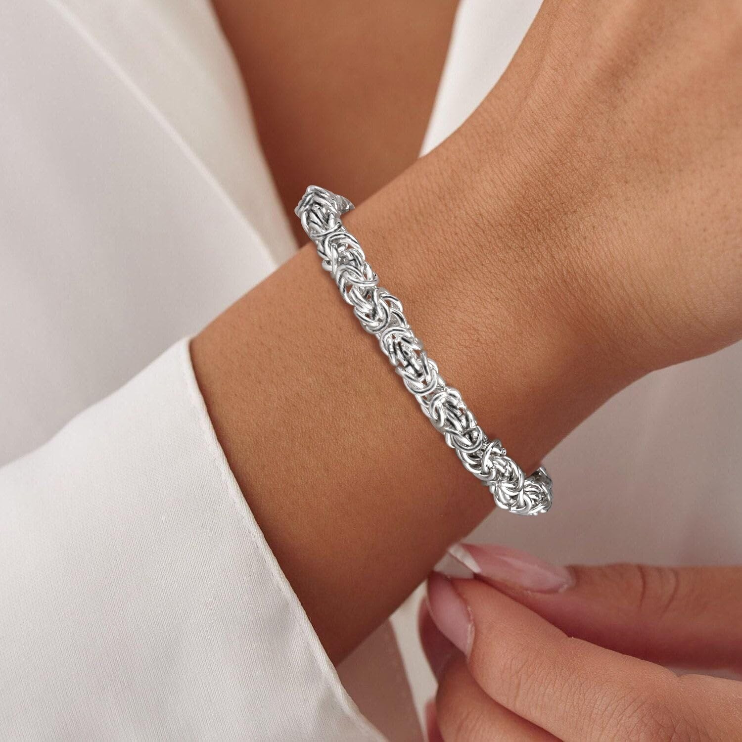 Byzantine Bracelet for Women, 925 Sterling Silver Bracelets for Women, Silver…