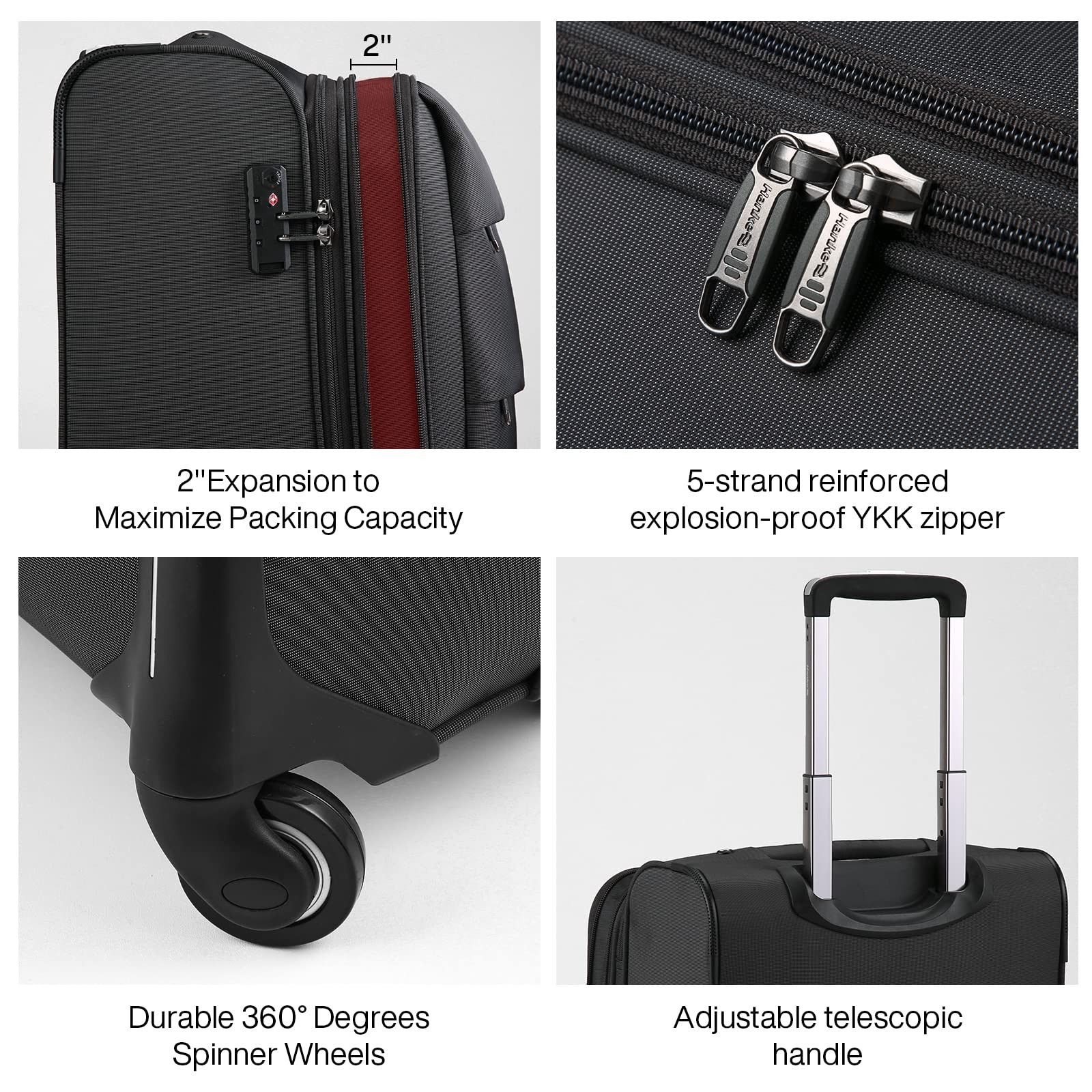 Hanke 24 Inch Expandable Luggage Large Suitcases with Wheels Softside Checked…