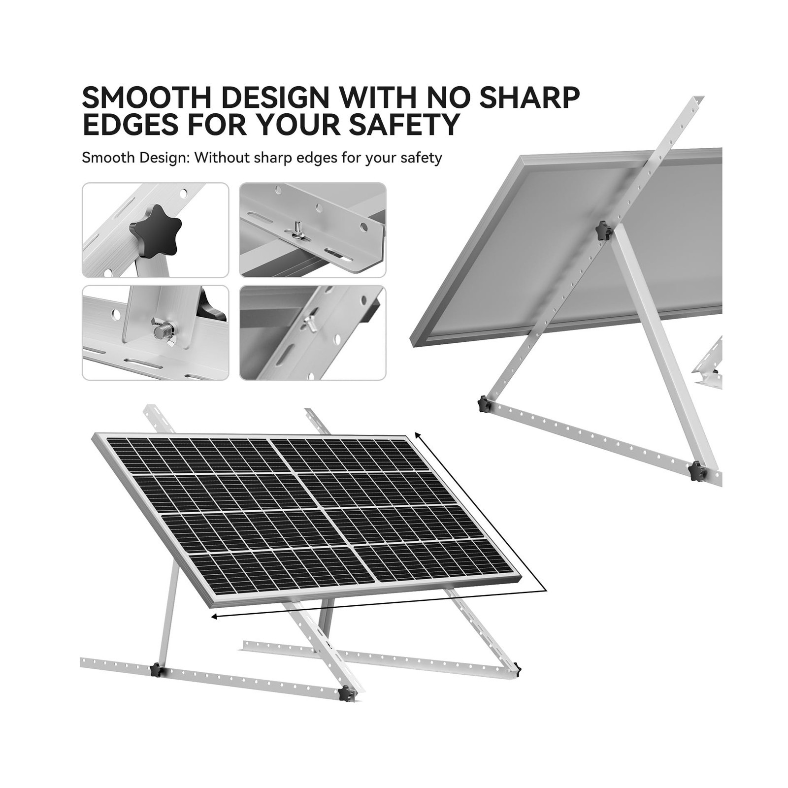 Upgraded 47in 4 Sets Adjustable Solar Panel Tilt Mount Brackets, Foldable Til…