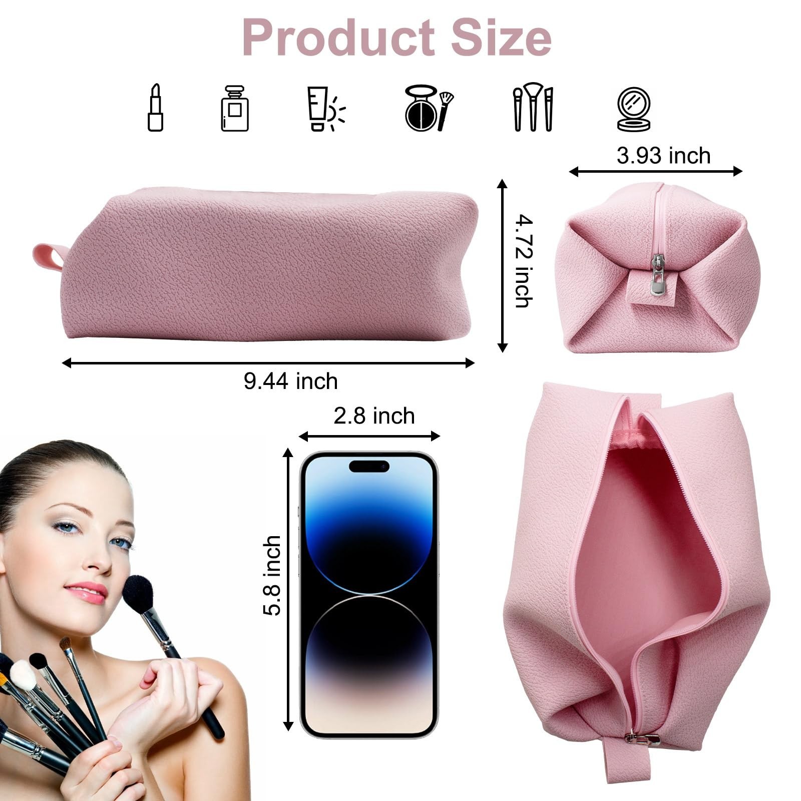 Portable Silicone Makeup Bag,FyndAna Large Waterproof Makeup Brush Bag,Bathro…