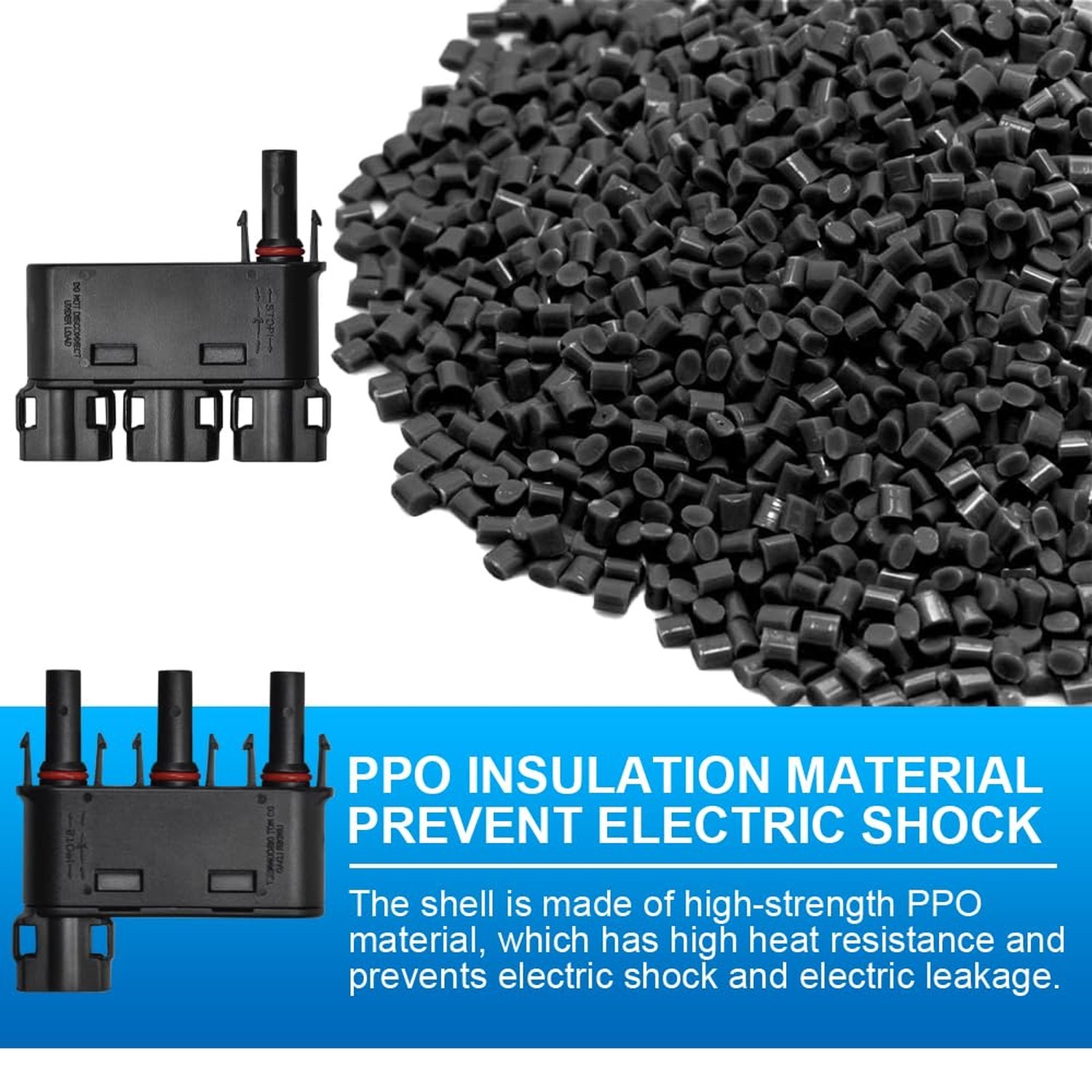 Solar Branch Connector 50A,DC1500V IP68 Waterproof 3 to 1 Y Connectors for Pa…