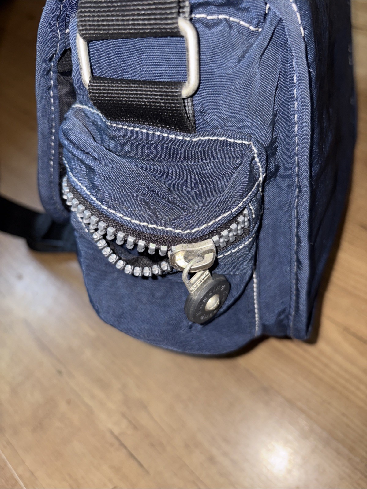 Casting Blue Nylon Camera Bag Medium 3 Divider Outside Pockets Zipper Cross Body