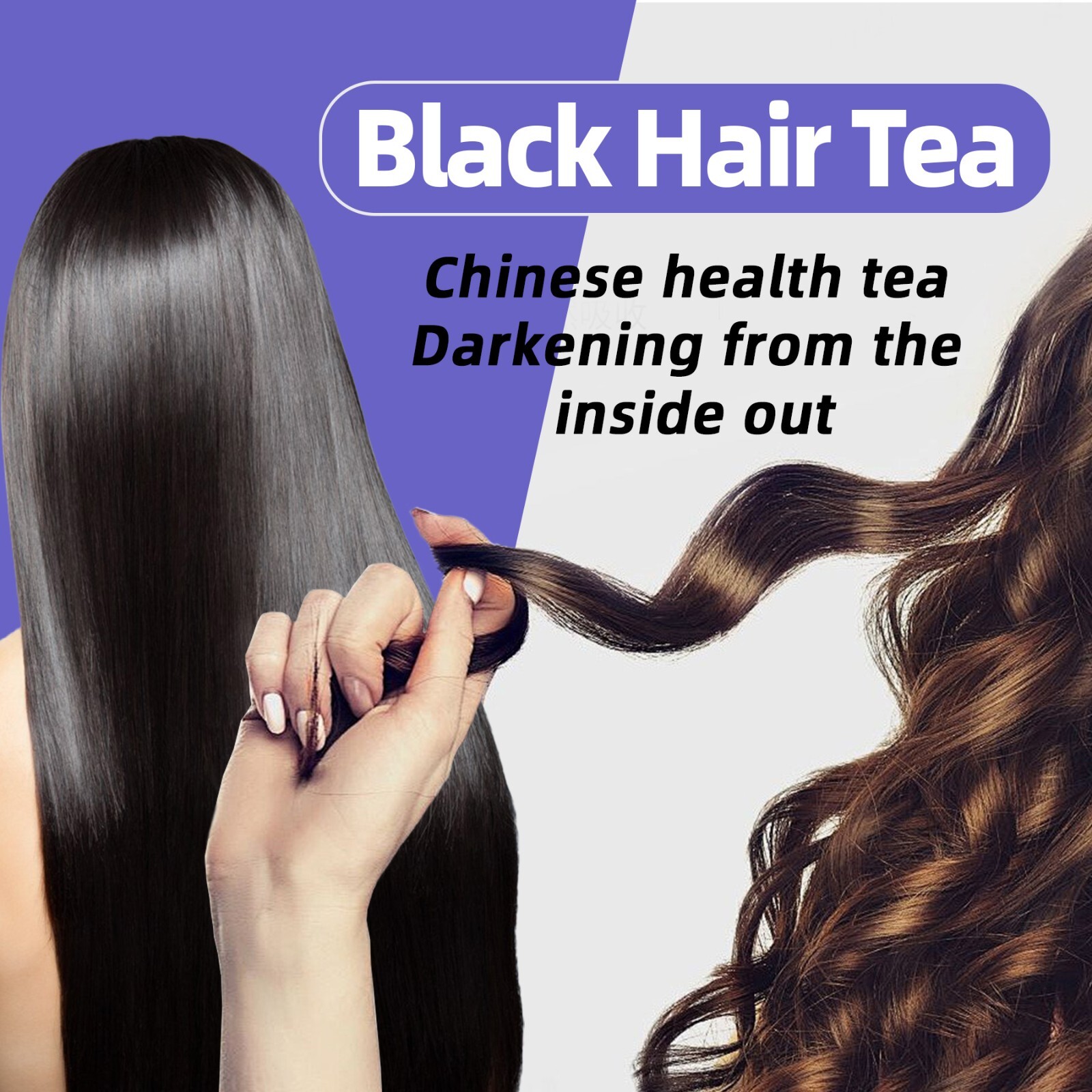 20 Pcs Natural Black Hair Tea Man & Woman Hair Growth thickning and Darkening