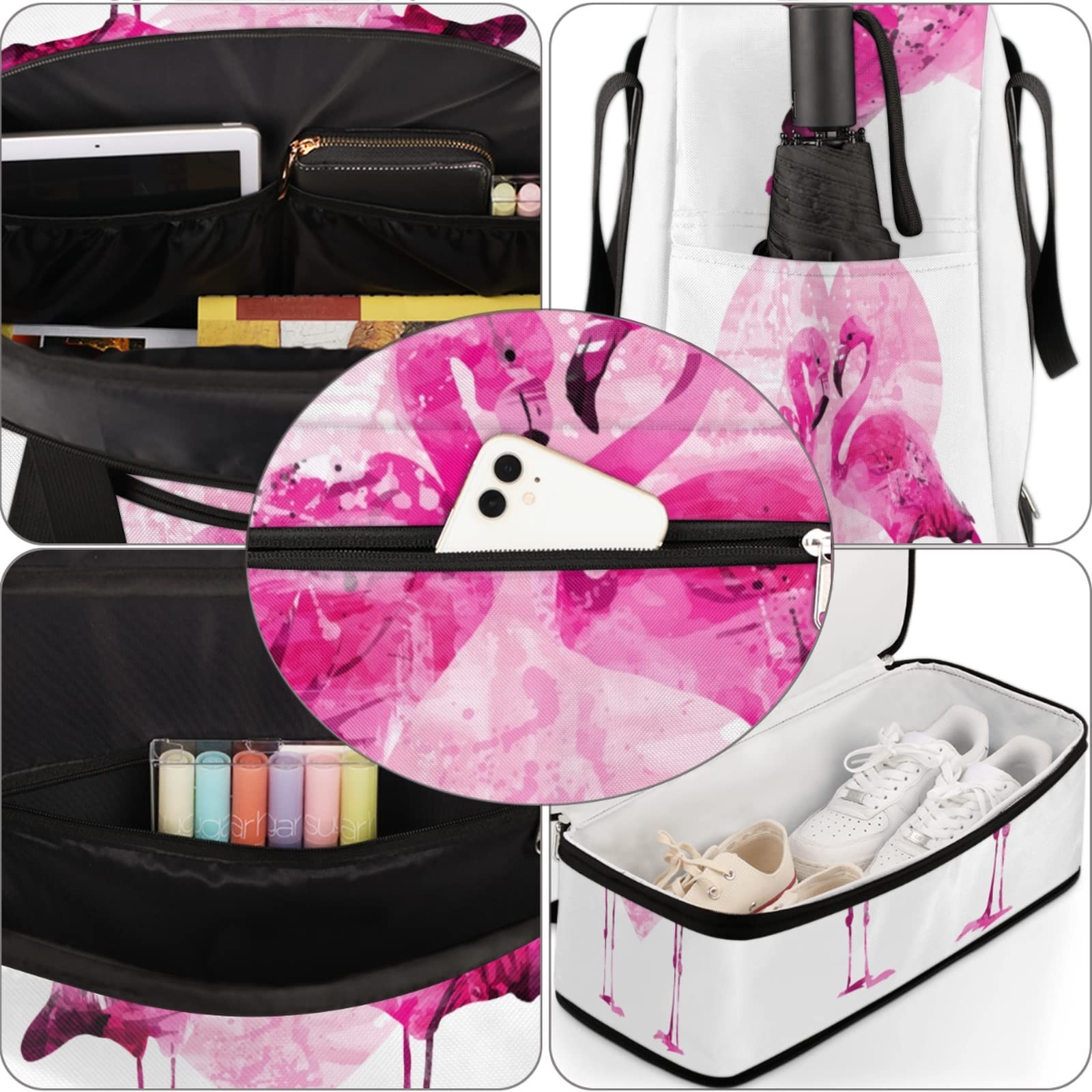 Couple Flamingo Foldable Travel Duffel Bag Tote Carry On Luggage Sports Gym B…