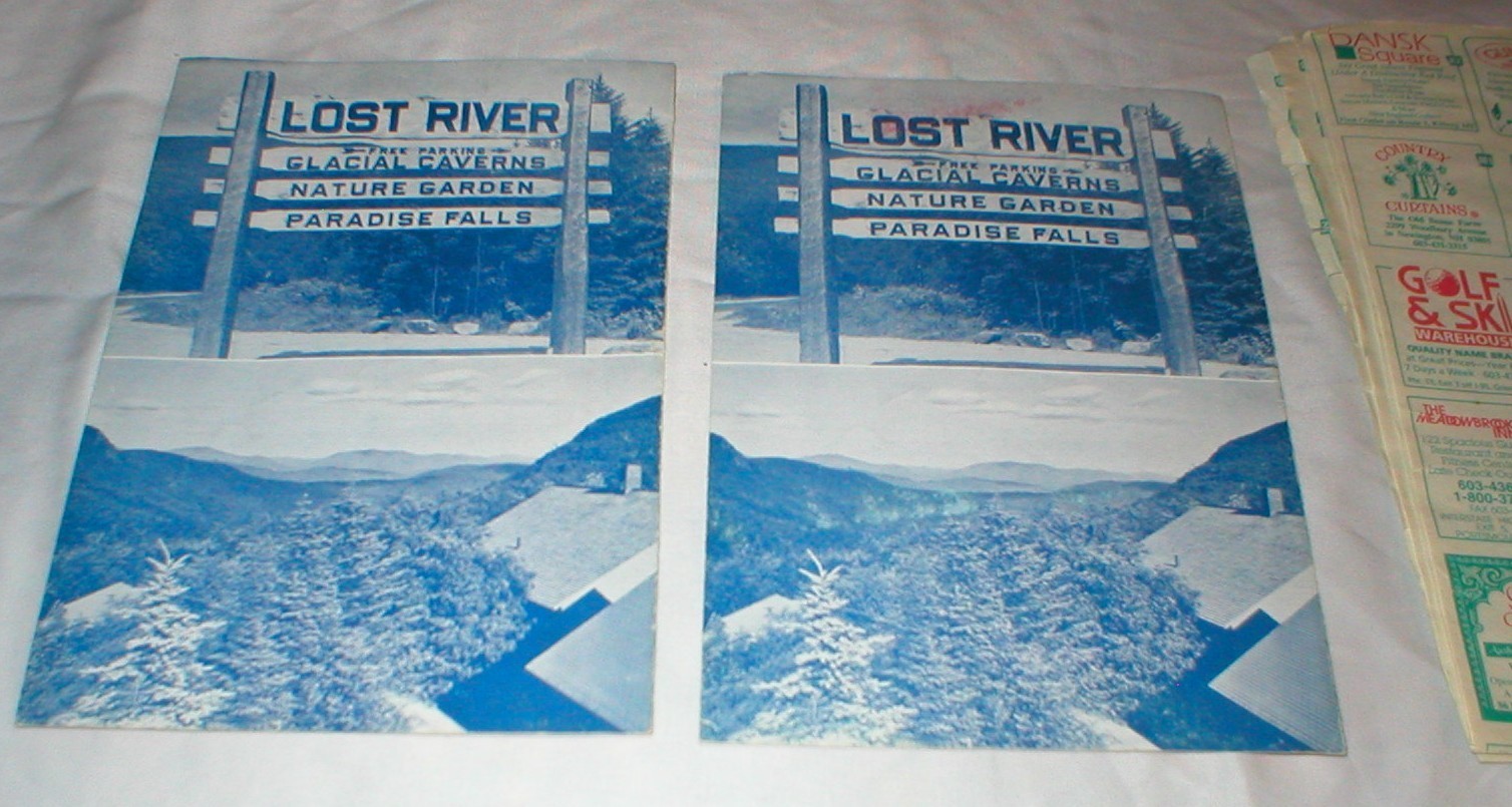 VINTAGE NEW HAMPSHIRE MAP AND LOST RIVER TRAVEL BROCHURES SOLD AS IS