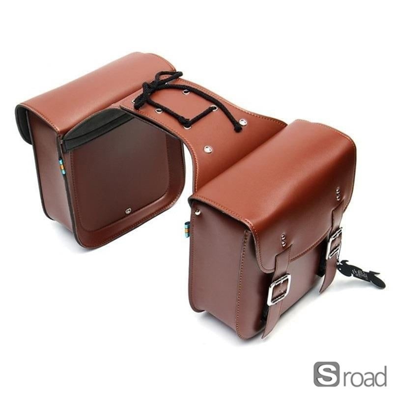 Universal Waterproof Motorcycle Saddlebags, PU Leather With Metal Buckles