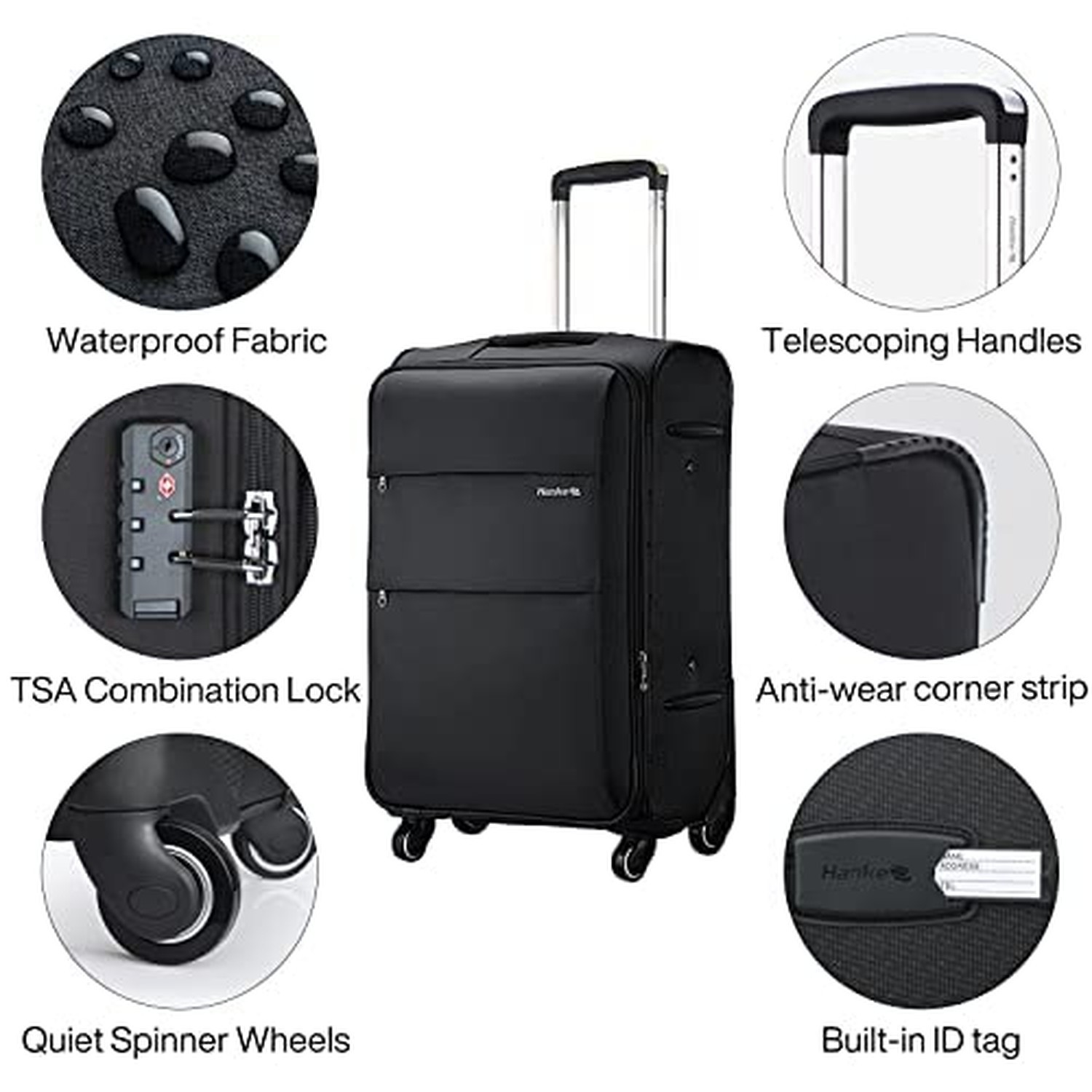 Hanke 24 Inch Expandable Luggage Large Suitcases with Wheels Softside Checked…