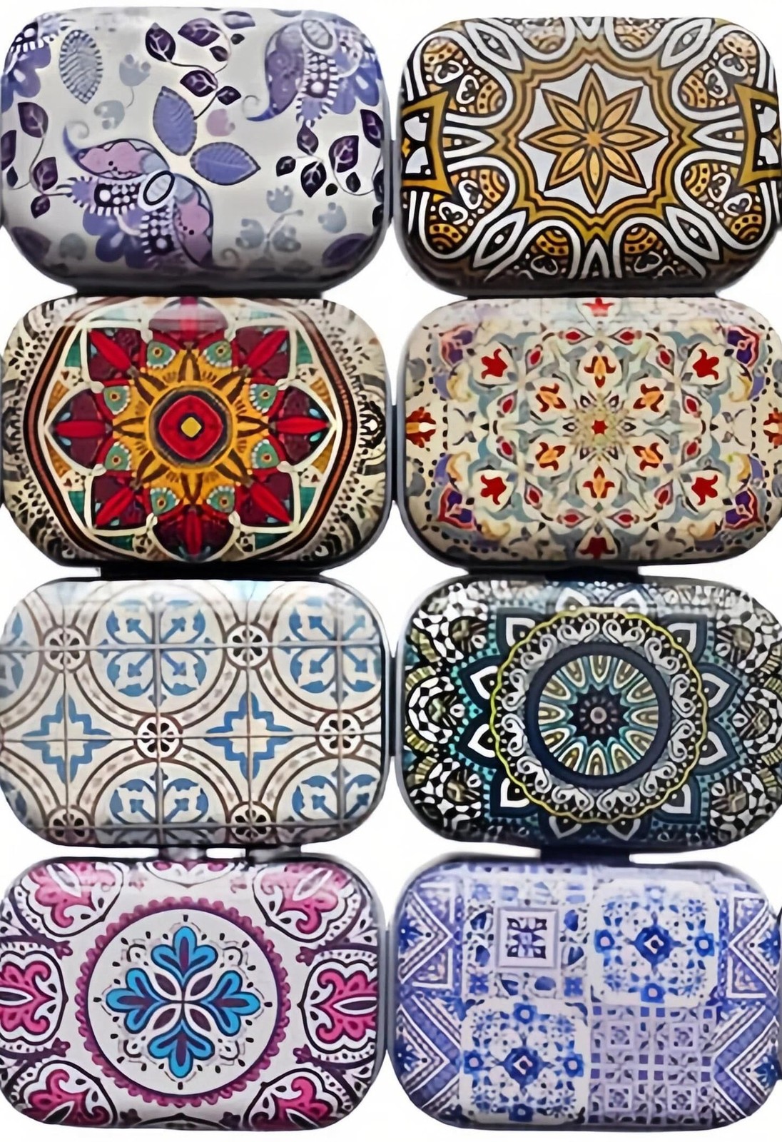 8Pcs Metal Hinged Tin Box Container Floral Farmhouse Rustic Mini Portable Sma…