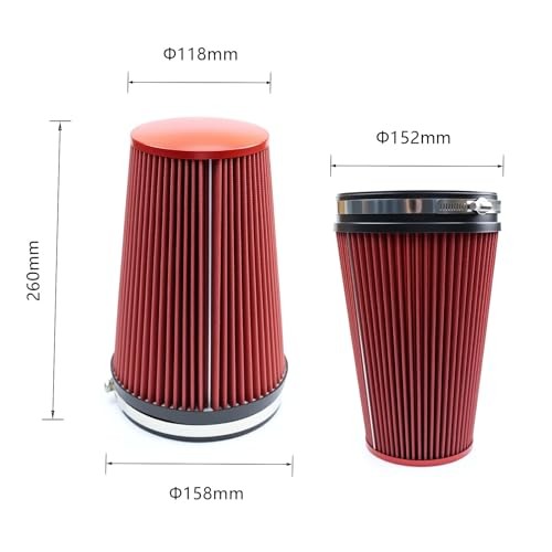 Fiber 6″ Cold Air Intake Filter () 260MM RED