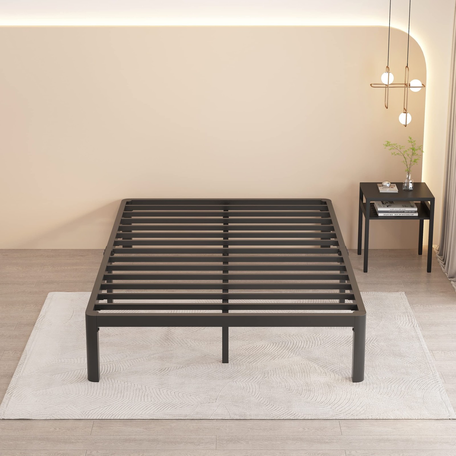 MAF 14 Inch Full Size Metal Platform Bed Frame with Round Corner Legs, 3000 L…