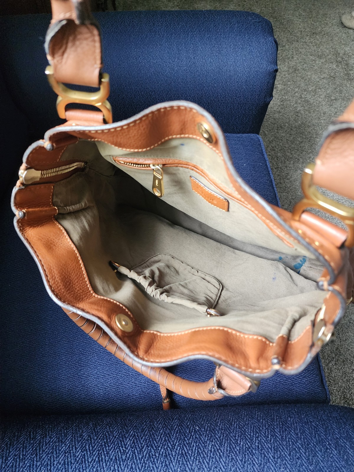 Chloe Marcie HANDBAG-PURSE-BAG -Top handle Large Tan