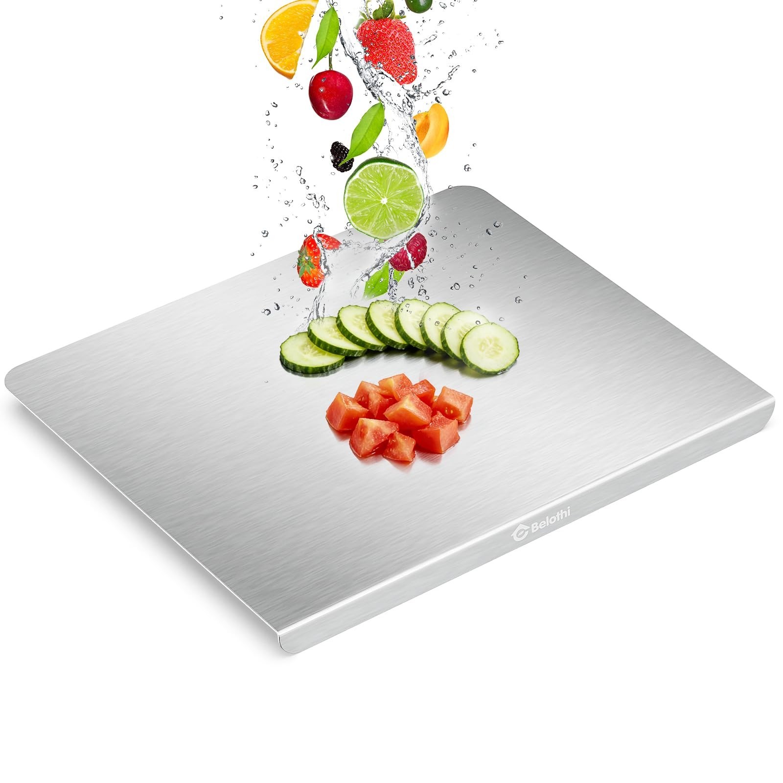 Stainless Steel Cutting Board with Lip, Large Metal Chopping Board with Count…