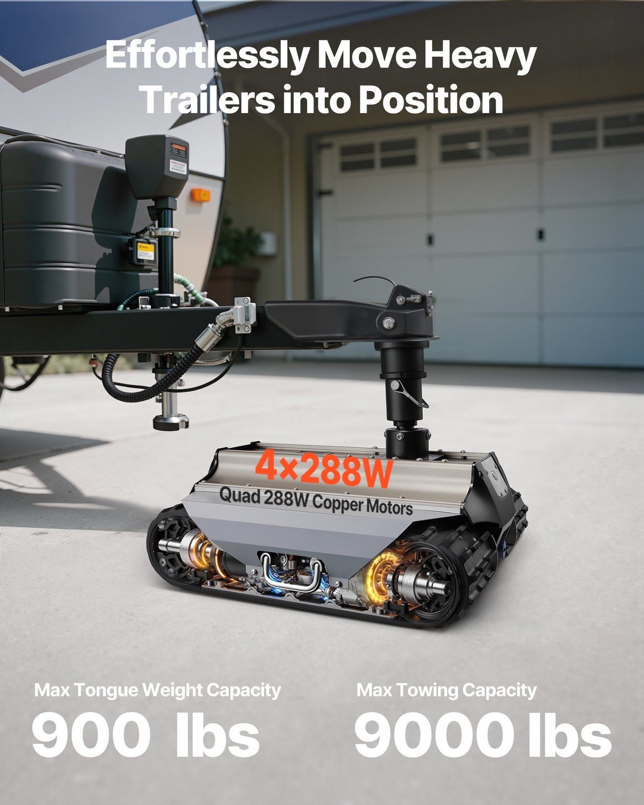 Electric Camper Trolley Kit: 9000lb Max Tow, 328ft Wireless, Flat Bracket Fit