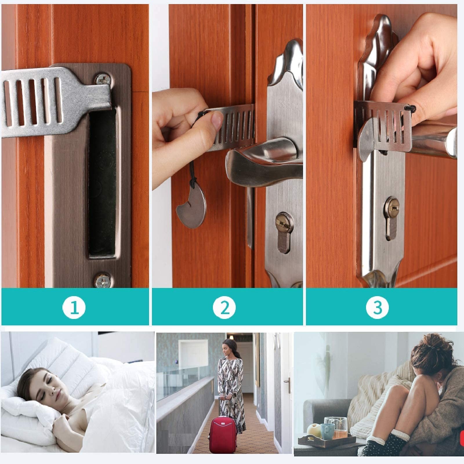 Portable Door Lock for Travel Improved Hotel Door Lock Apartment Security Dev…