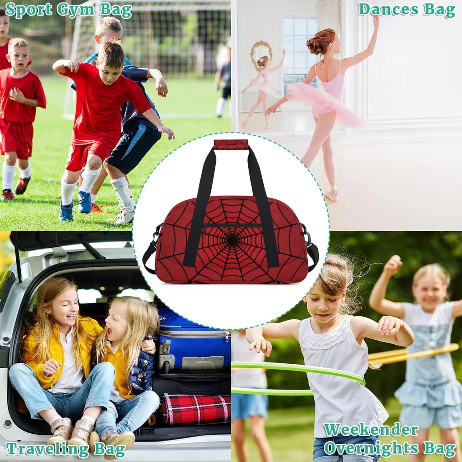 Spiders Web Kids Overnight Duffel Bags Travel Sports Gym Bags for Boy Gothic …
