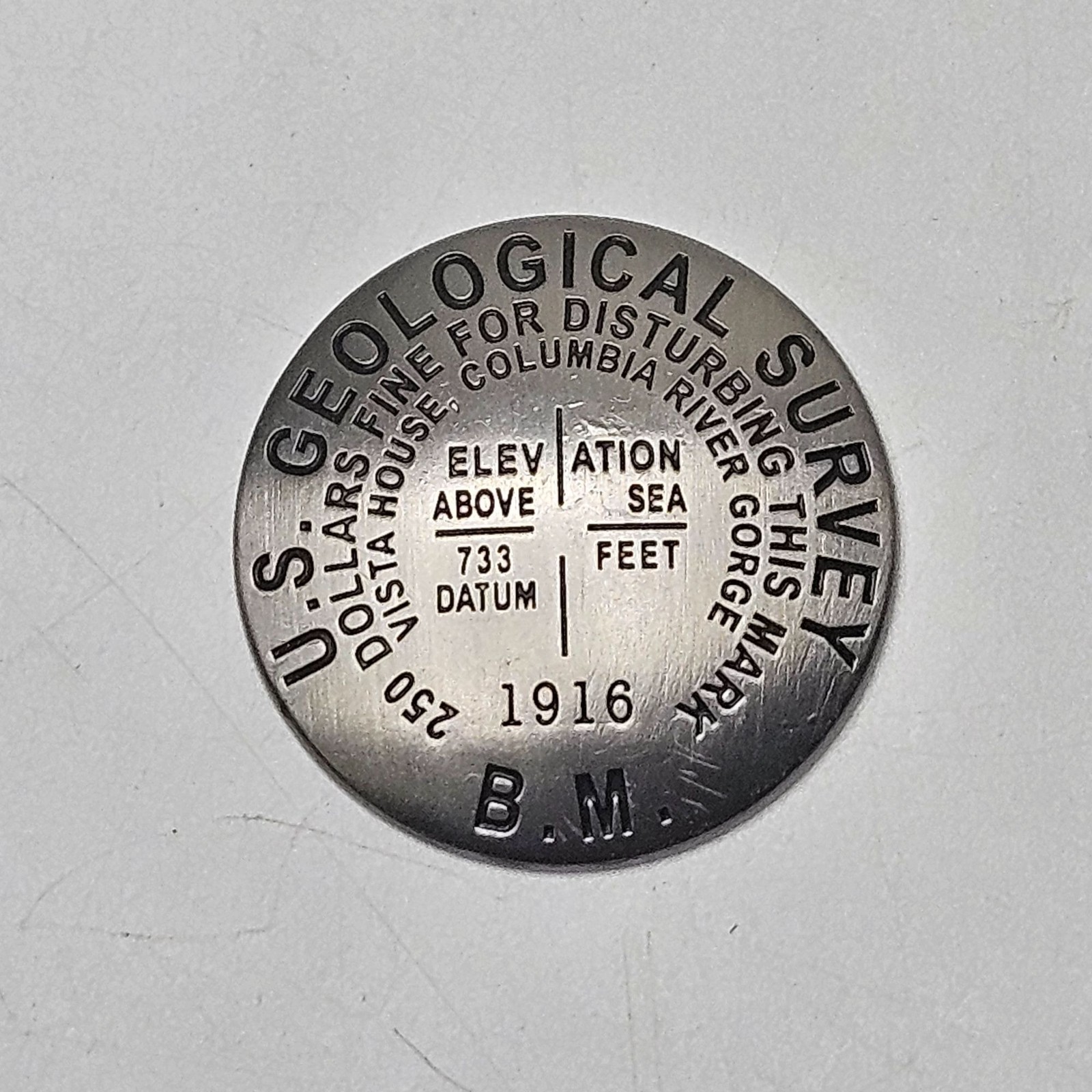 U.S. Geological Survey Benchmark Replica Vista House Columbia River Gorge 1916