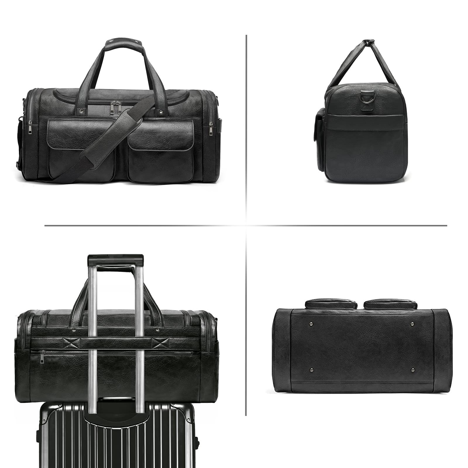 BOLOSTA Travel Duffel Bag for Men Women, Large PU Leather Carry on Duffle Bag…