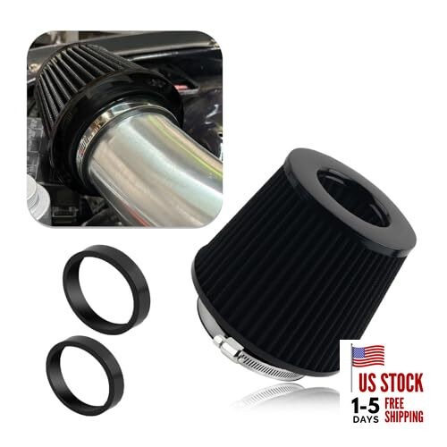 Cold Air Intake Filter with 76,89,102mm Adapter Ring,Round Cone Air Filter for