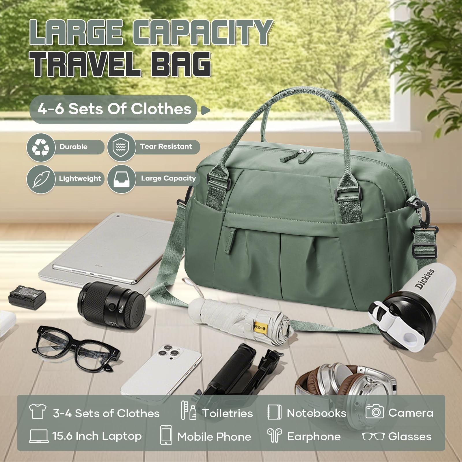 Travel Duffel Bag for Women – Small Waterproof Weekender Tote Carry on Bag wi…