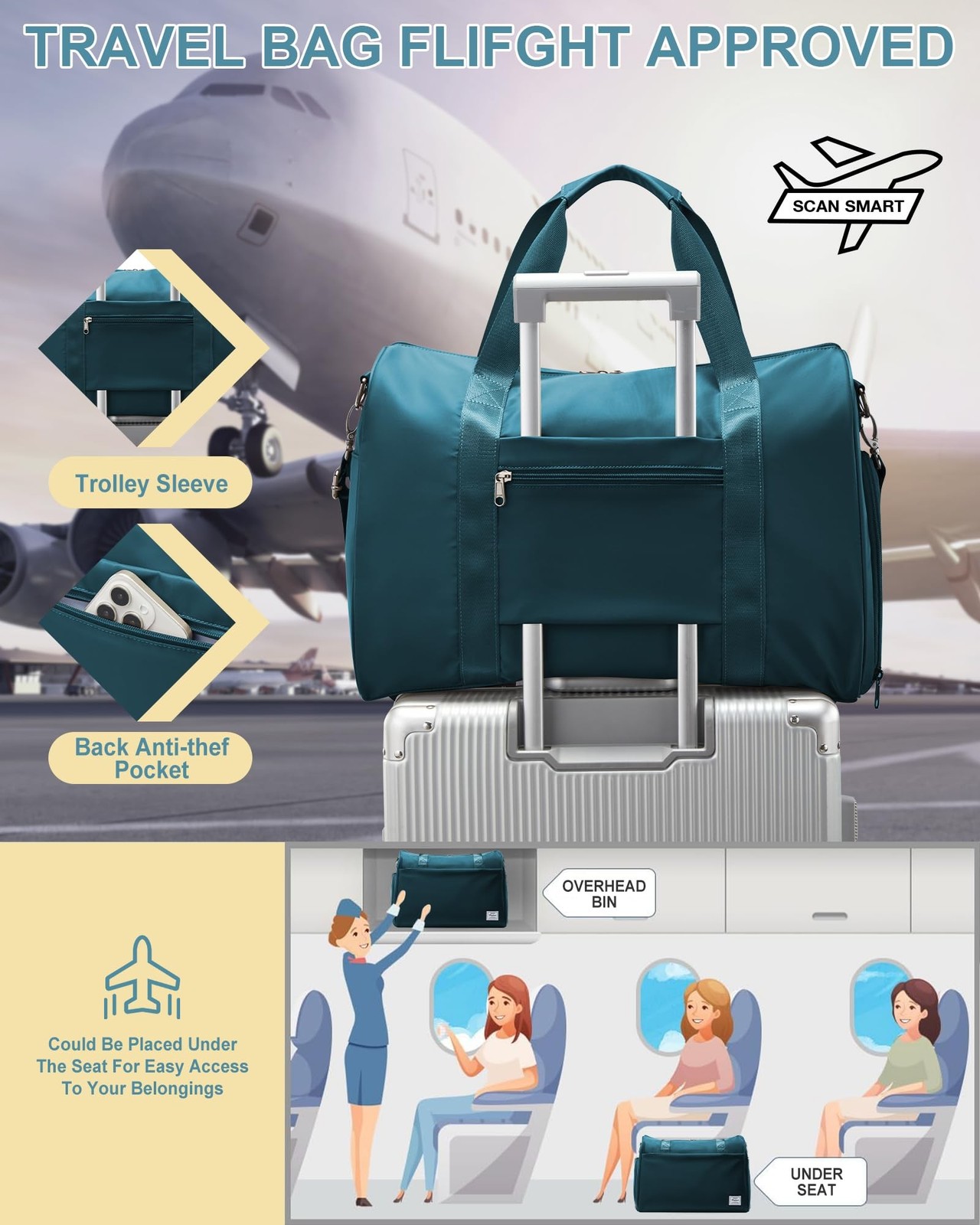 Gym Bag Womens,Travel Duffel Carry on Bag Sport Tote Bag Weekend Overnight Bag