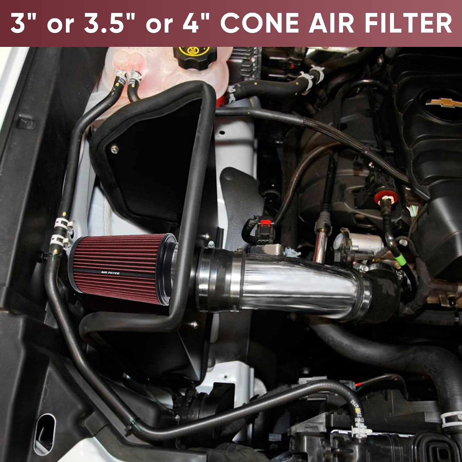 3 3.5 4 Inch Cold Air Intake Filter 76Mm 89Mm 101Mm High Performance Washable 3