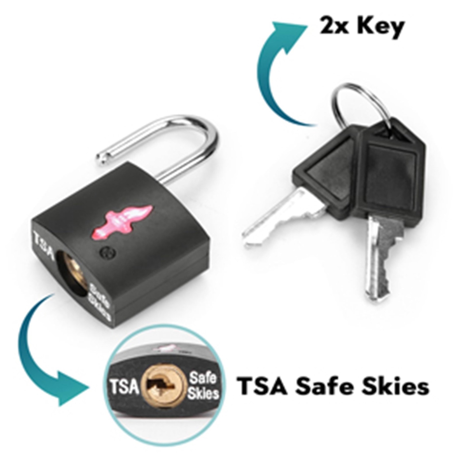 4 Pack Black TSA Luggage Locks with Key+4 Pack Travel tag, Luggage Lock TSA A…