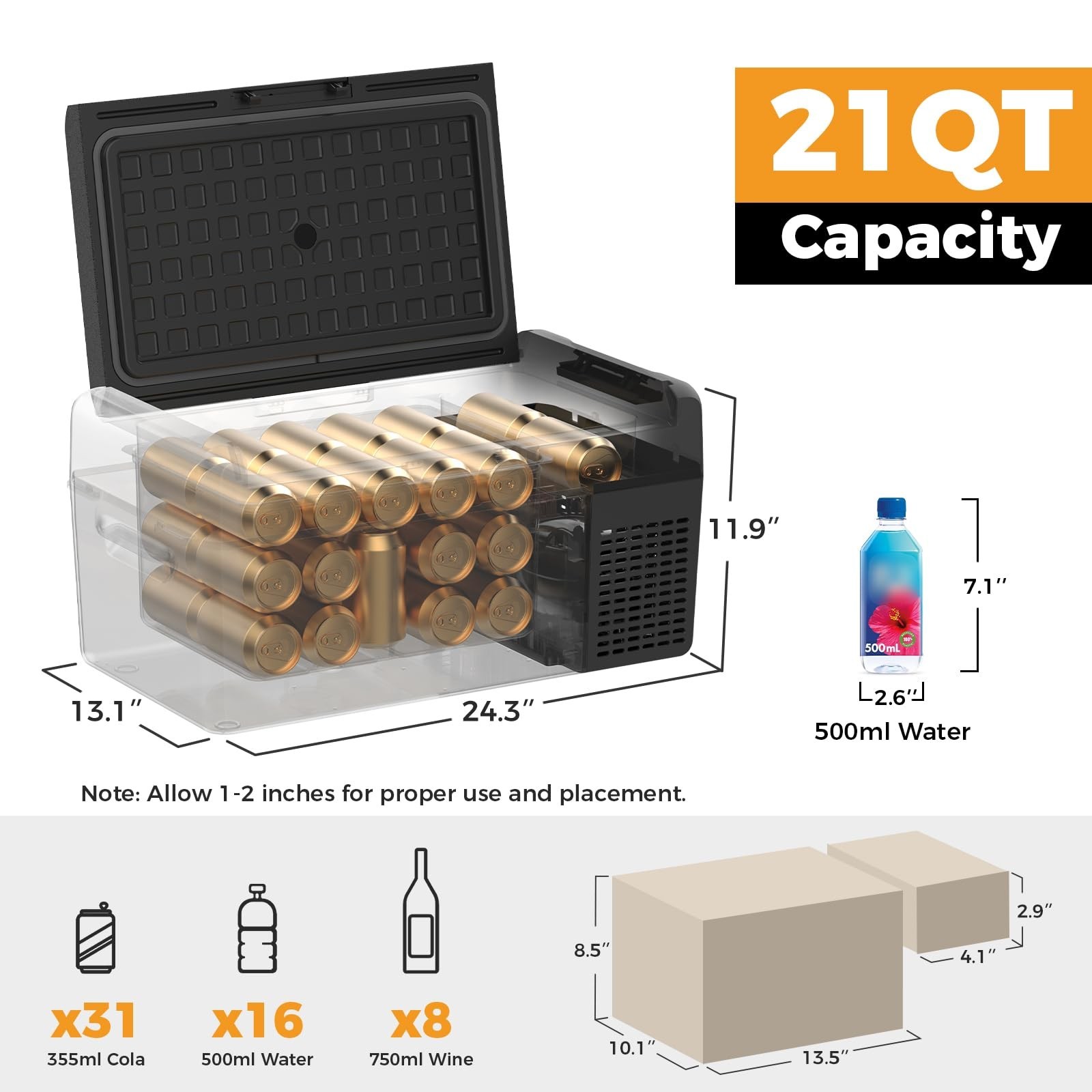 Setpower 12V Refrigerator 21 Quart Portable Freezer 50 Hours Keep Cool,Electr…