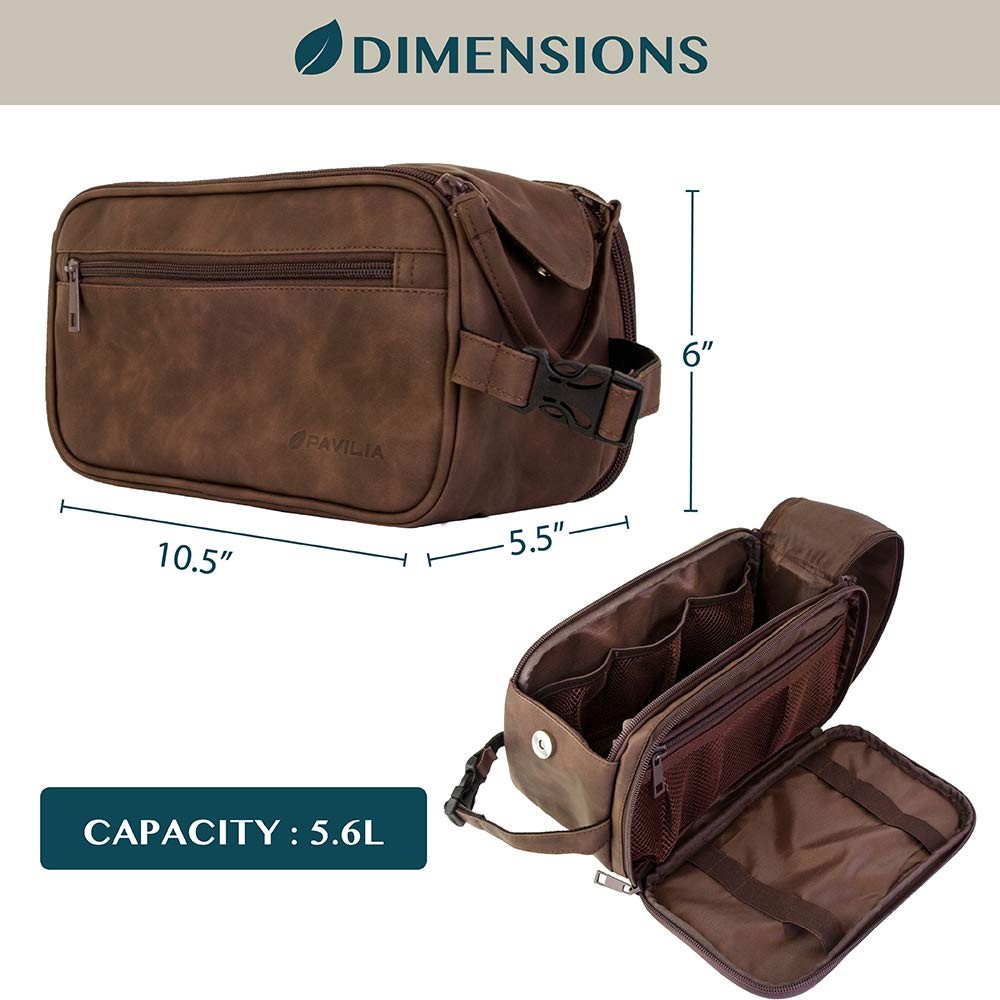 PAVILIA Toiletry Bag for Men, Travel Essentials Shaving Dopp Kit, Mens Travel Ba