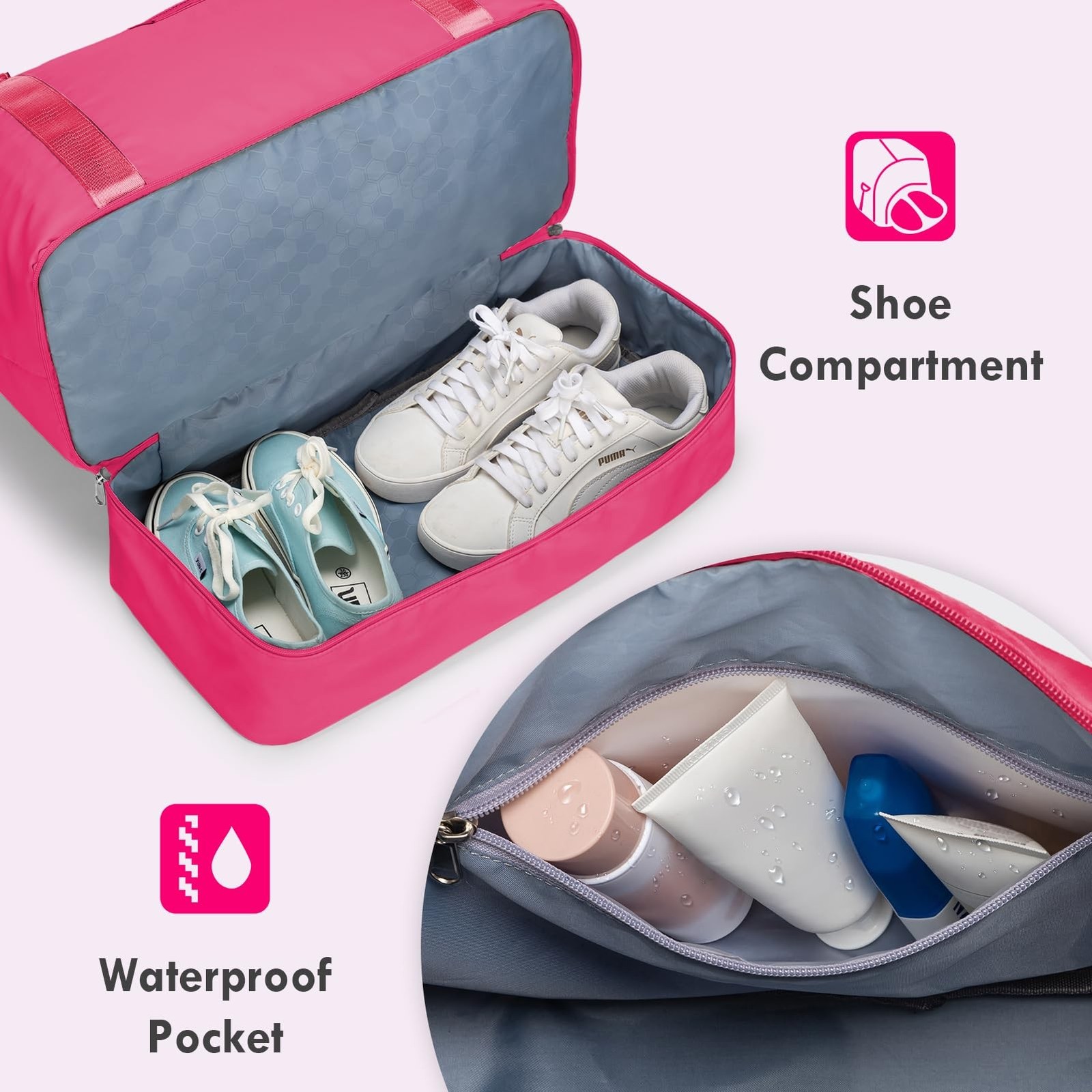 WOOMADA Weekender Overnight Bag for Women, Carry on Shoulder Travel Duffel wi…