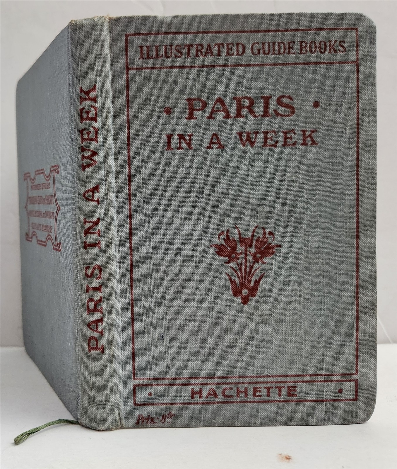 antique PARIS GUIDE travel w FOLDOUT MAP holy stairs die cut kleinert ILLUS