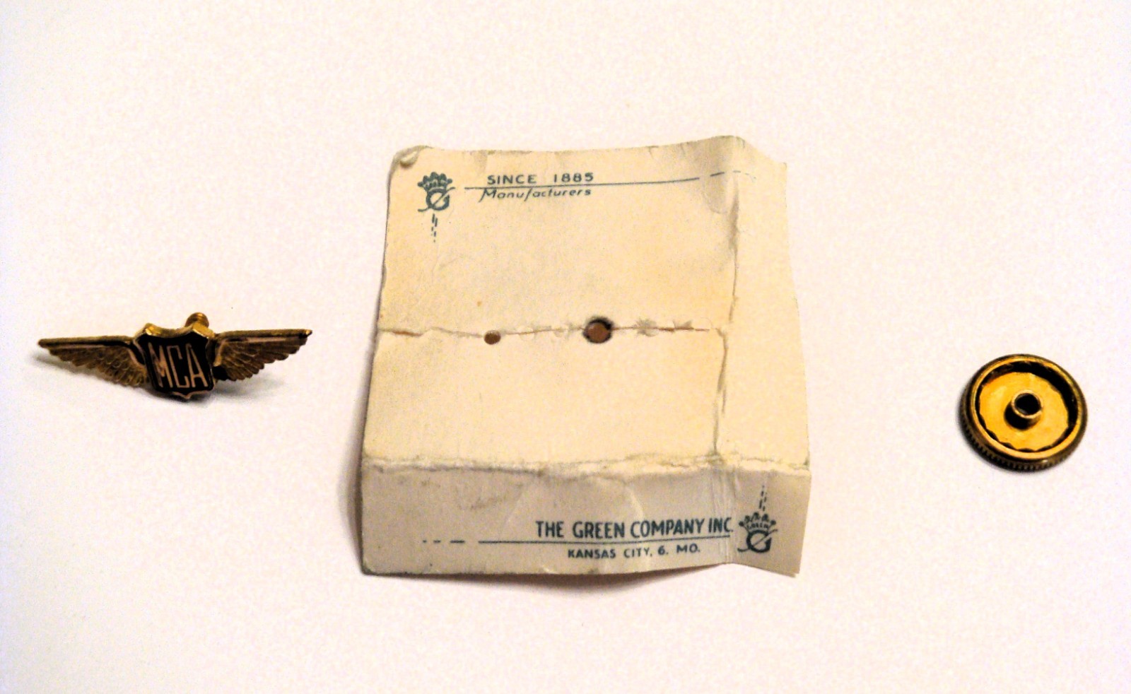MID-CONTINENT AIRLINES PIN RARE VINTAGE GF 1930-1940’s GREEN CO. KANSAS CITY