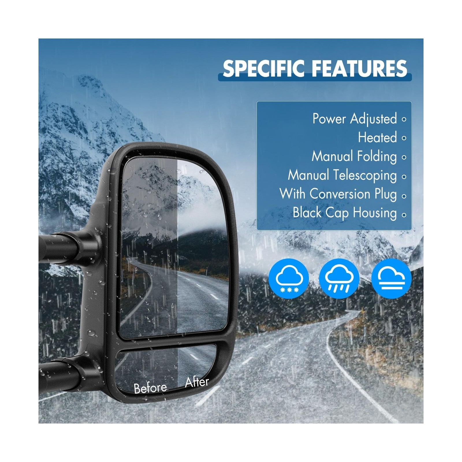 Tow Mirrors Fit for 2001-2005 for Ford for Excursion 1999-2007 for Ford for F…