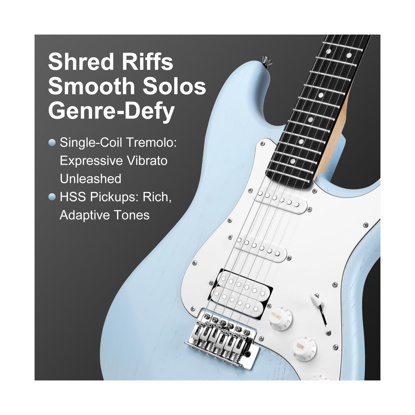 Mosen 39 Inch Electric Guitar with HSS Pickups & Single-Coil Tremolo System -…