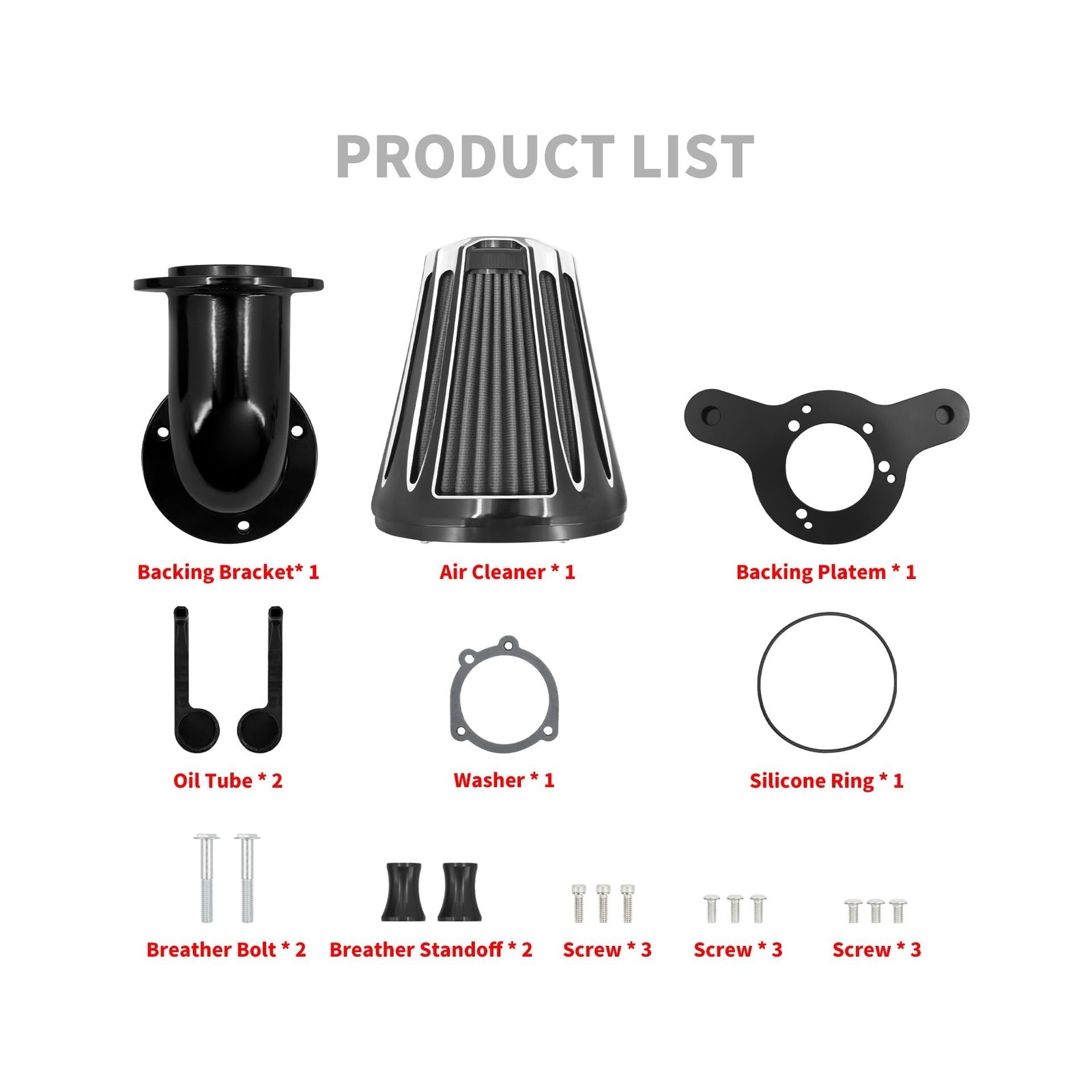 Sucker Air Intake Cleaner Kit Air Filter Fit for Harley (Black Housing Grey E…