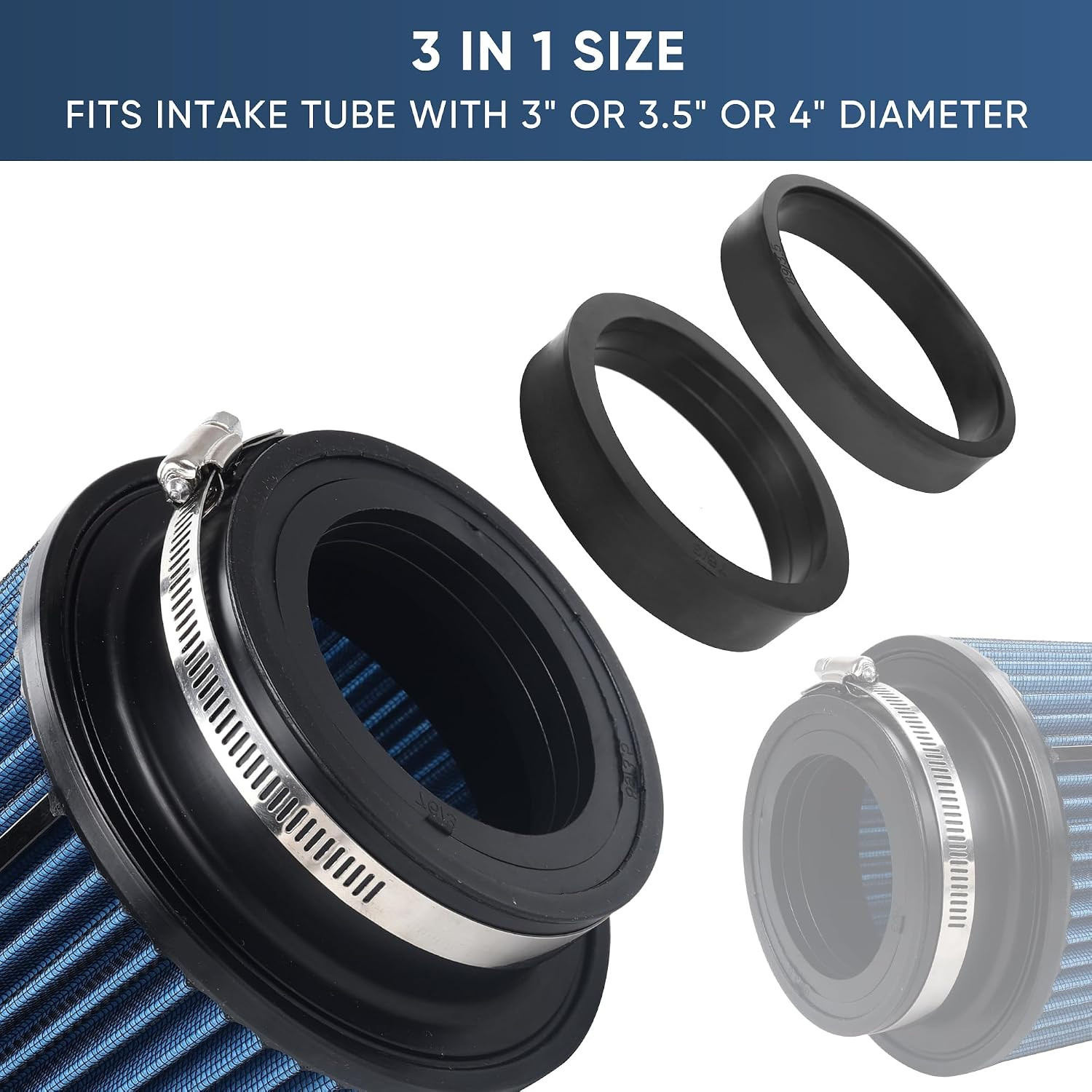 3 3.5 4 Inch Cold Air Intake Filter 76Mm 89Mm 101Mm High Performance Washable 3