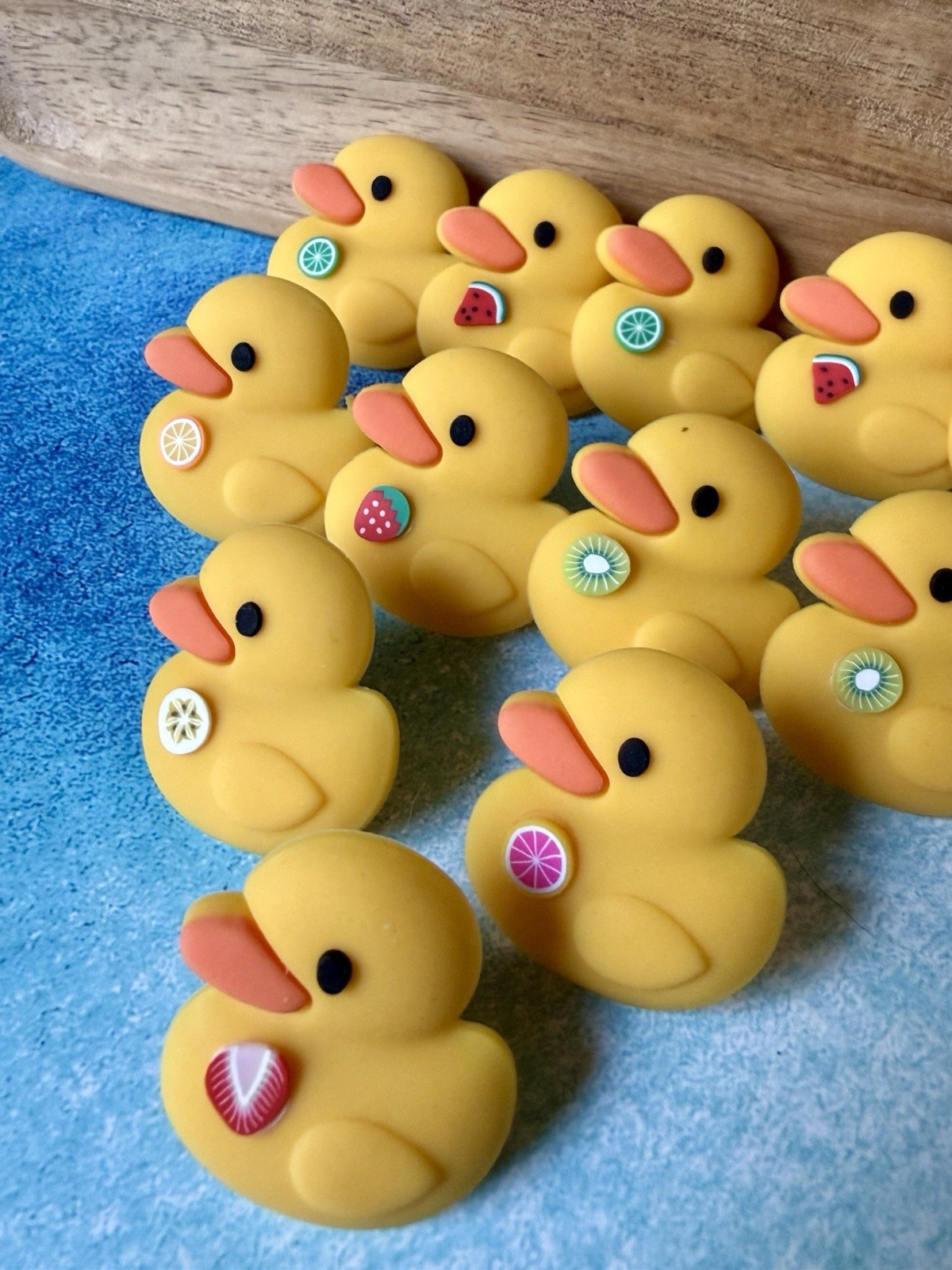 CRUISE DUCK Pins with Fruit Designs and Metal Backings. JEEP DUCKS. Duck pins.